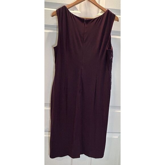 Maya Brooke 3/4 Sleeve Sequin Embroidered Jacket and Dress Eggplant Paisley - Picture 4 of 9